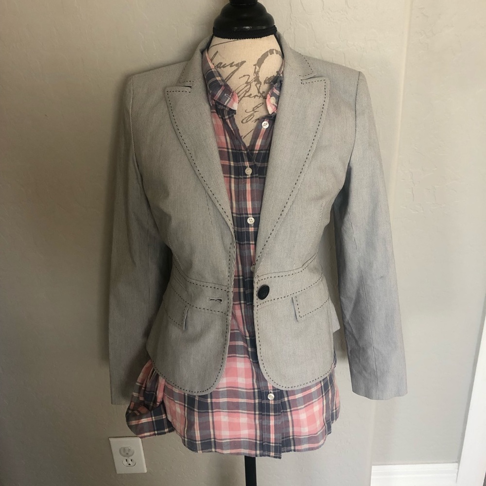 Loft blue and white striped blazer
